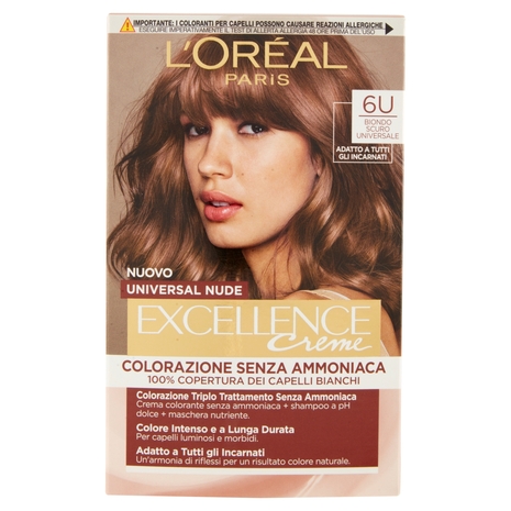 L'Oreal Paris Colorazione permanente senza ammoniaca, Riflesso Universale, Biondo Scuro 6U
